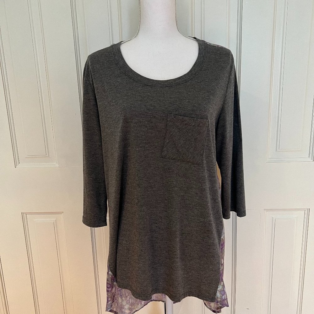 Gray & Purple Tunic Top Made in the USA